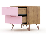 Rockefeller Nightstand 2.0 in Nature and Rose Pink (set of 2) by Manhattan Comfort at Eve Furniture
