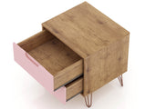Rockefeller Nightstand 2.0 in Nature and Rose Pink (set of 2) by Manhattan Comfort at Eve Furniture