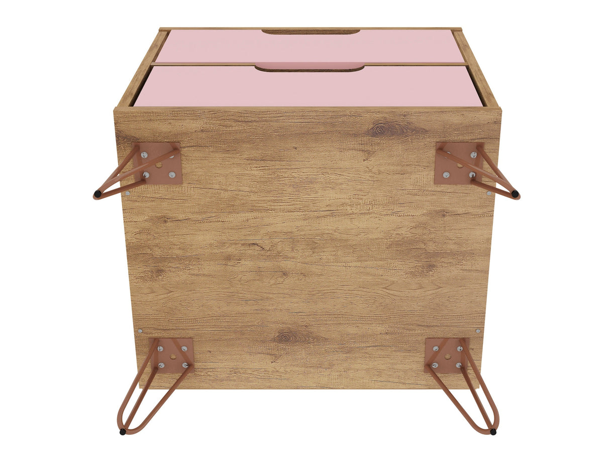 Rockefeller Nightstand 2.0 in Nature and Rose Pink (set of 2) by Manhattan Comfort at Eve Furniture