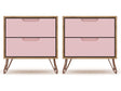 Rockefeller Nightstand 2.0 in Nature and Rose Pink (set of 2) by Manhattan Comfort at Eve Furniture