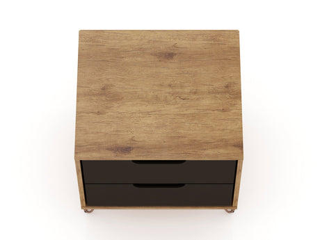 Rockefeller Nightstand 2.0 in Nature and Textured Grey (set of 2) by Manhattan Comfort at Eve Furniture