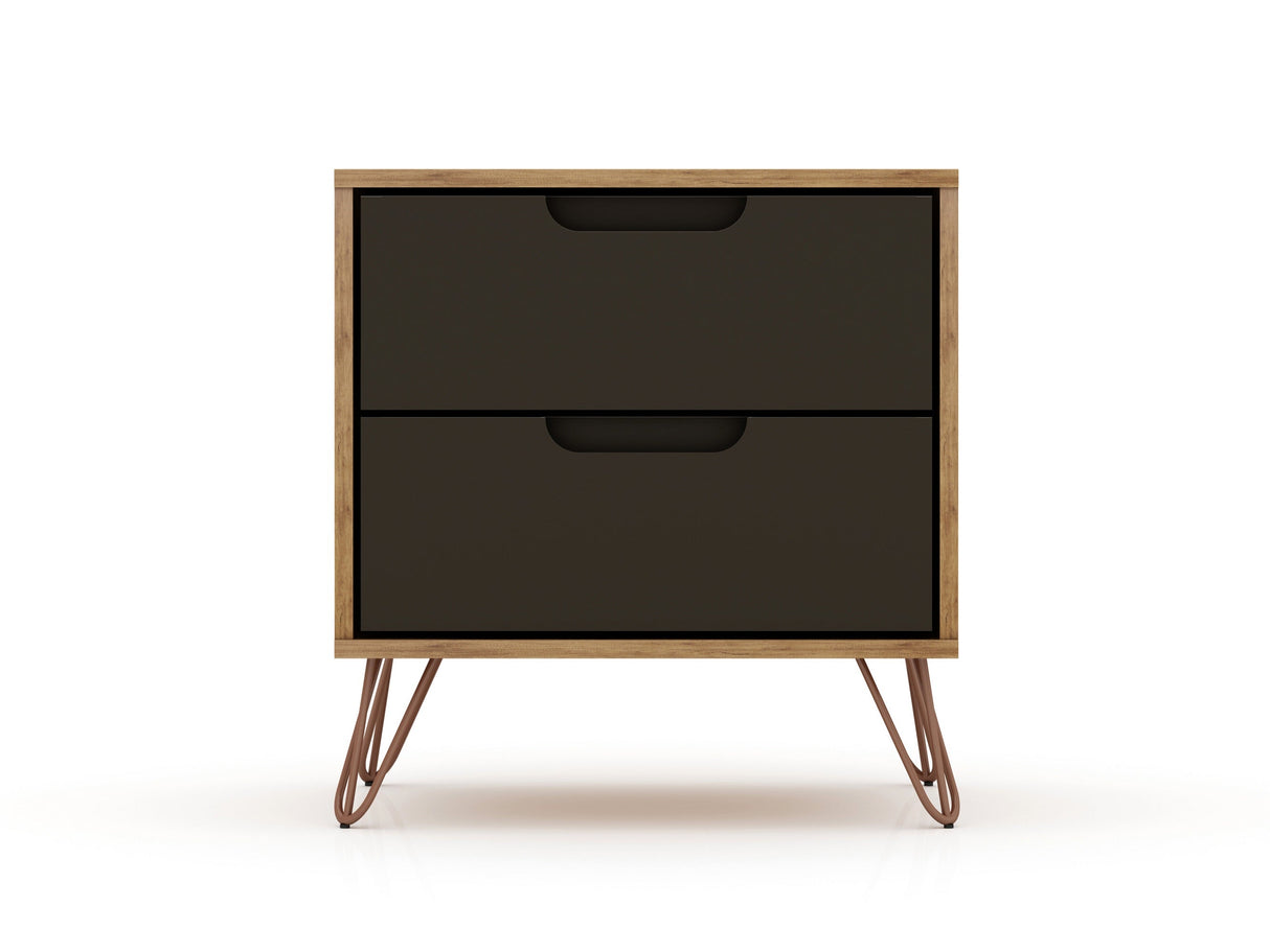 Rockefeller Nightstand 2.0 in Nature and Textured Grey (set of 2) by Manhattan Comfort at Eve Furniture