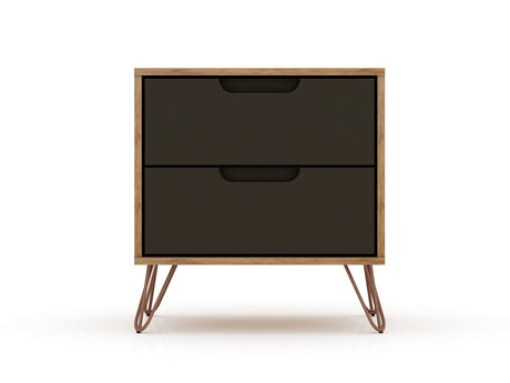Rockefeller Nightstand 2.0 in Nature and Textured Grey (set of 2) by Manhattan Comfort at Eve Furniture