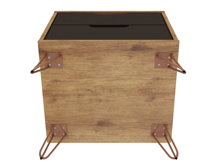 Rockefeller Nightstand 2.0 in Nature and Textured Grey (set of 2) by Manhattan Comfort at Eve Furniture