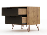 Rockefeller Nightstand 2.0 in Nature and Textured Grey (set of 2) by Manhattan Comfort at Eve Furniture