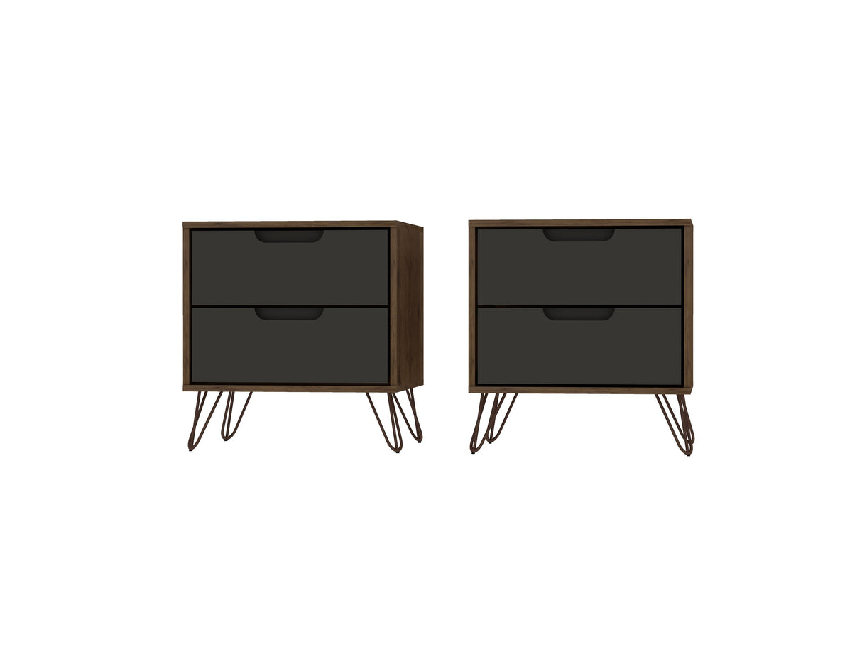 Rockefeller Nightstand 2.0 in Nature and Textured Grey (set of 2) by Manhattan Comfort at Eve Furniture