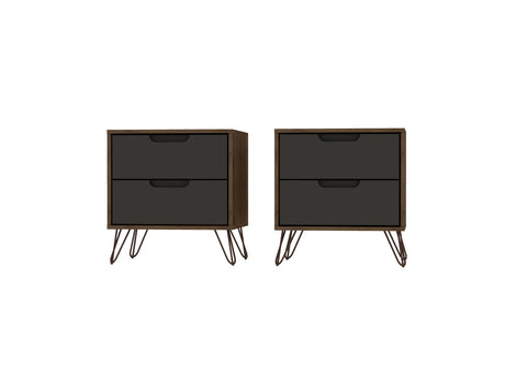 Rockefeller Nightstand 2.0 in Nature and Textured Grey (set of 2) by Manhattan Comfort at Eve Furniture