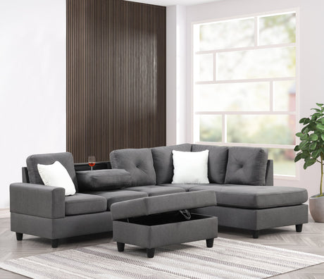Rocket Charcoal Reversible Sectional by Happy Homes at Eve Furniture