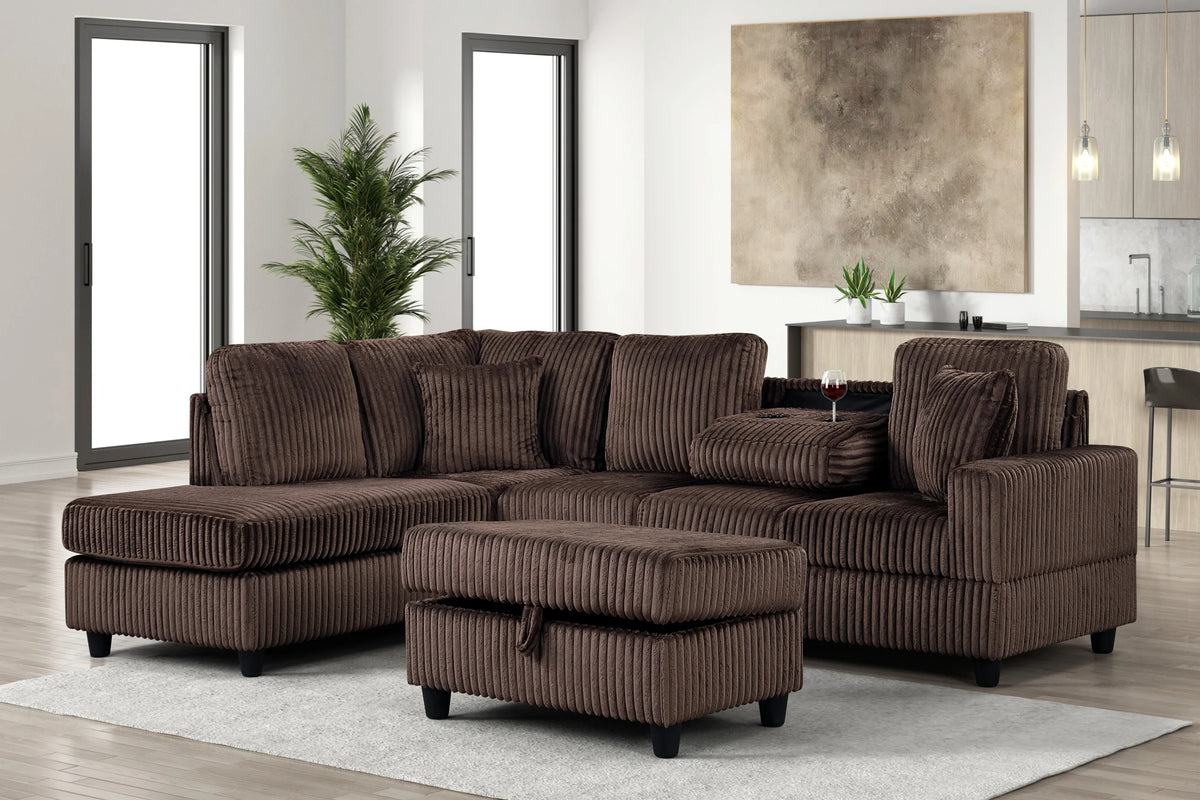 Rocket Chocolate Reversible Sectional by Happy Homes at Eve Furniture