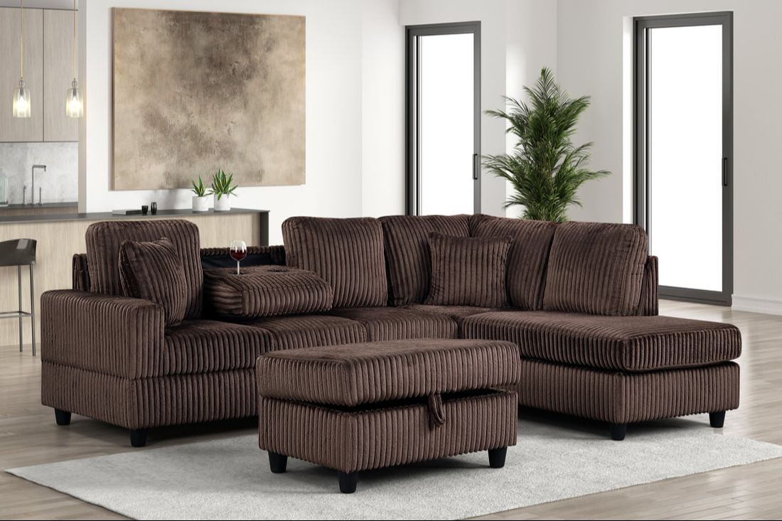 Rocket Chocolate Reversible Sectional by Happy Homes at Eve Furniture