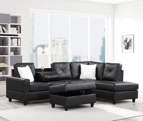 Rocket PU Black Reversible Sectional by Happy Homes at Eve Furniture