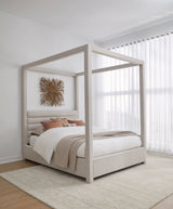 Rockford Upholstered Full Canopy Bed in Turtle Dove Linen by Modus Furniture at Eve Furniture