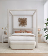 Rockford Upholstered Queen Canopy Bed in Turtle Dove Linen by Modus Furniture at Eve Furniture