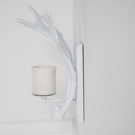 Rockland White Resin Antlers Wall Sconce by Mercana at Eve Furniture