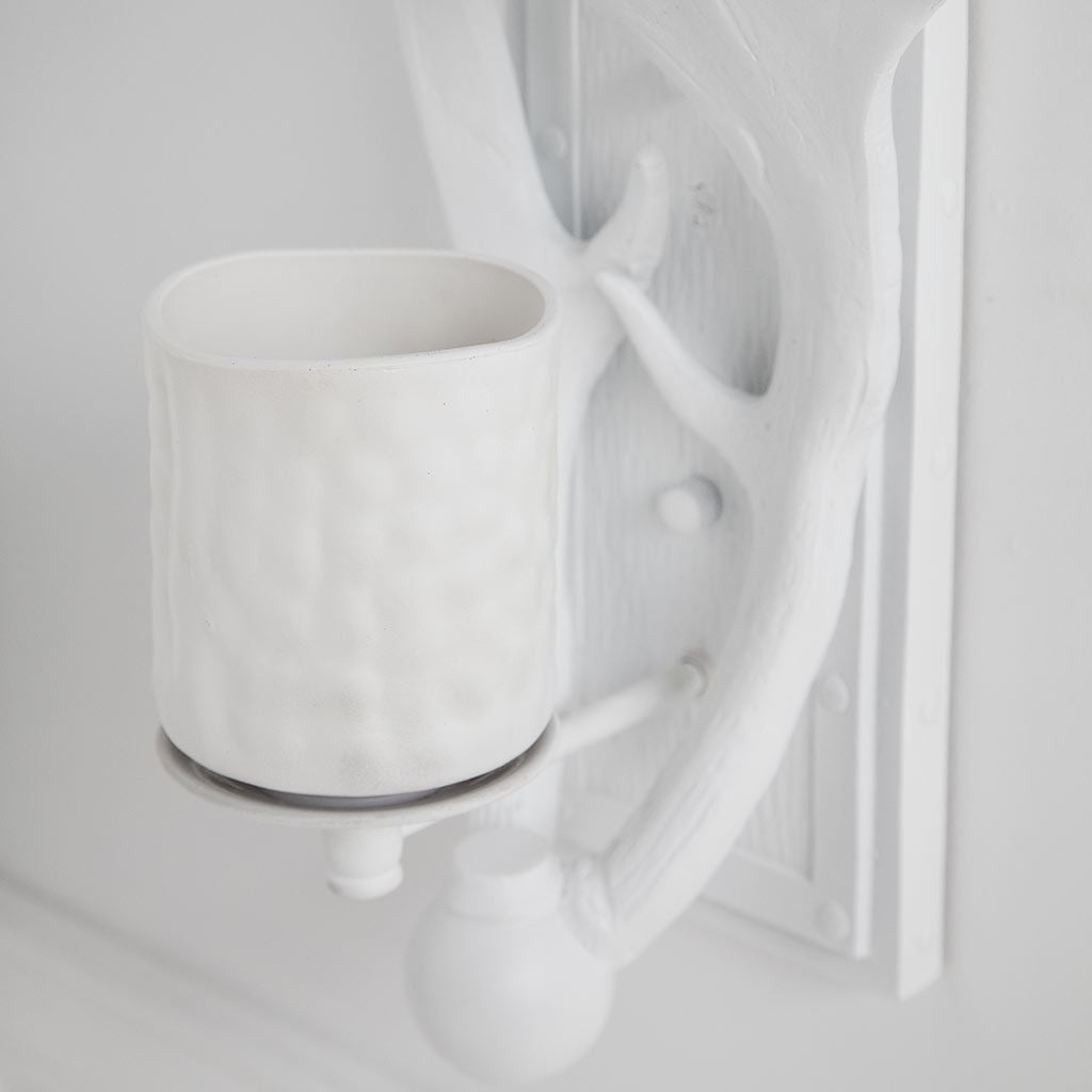 Rockland White Resin Antlers Wall Sconce by Mercana at Eve Furniture