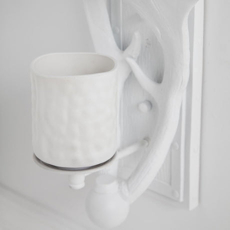 Rockland White Resin Antlers Wall Sconce by Mercana at Eve Furniture