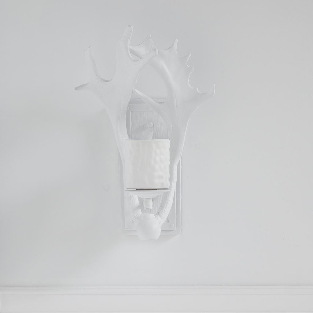 Rockland White Resin Antlers Wall Sconce by Mercana at Eve Furniture