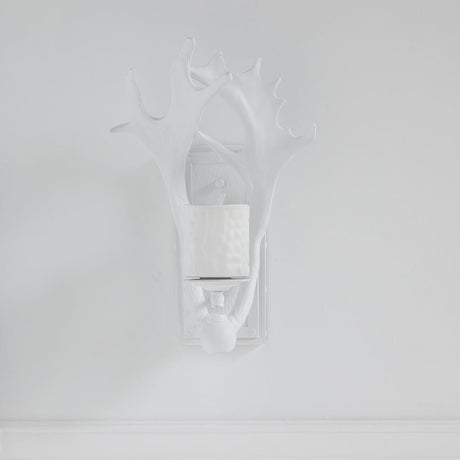 Rockland White Resin Antlers Wall Sconce by Mercana at Eve Furniture