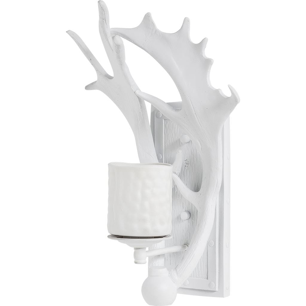 Rockland White Resin Antlers Wall Sconce by Mercana at Eve Furniture