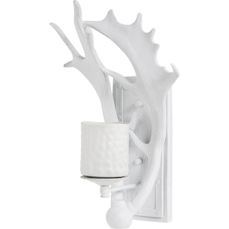 Rockland White Resin Antlers Wall Sconce by Mercana at Eve Furniture