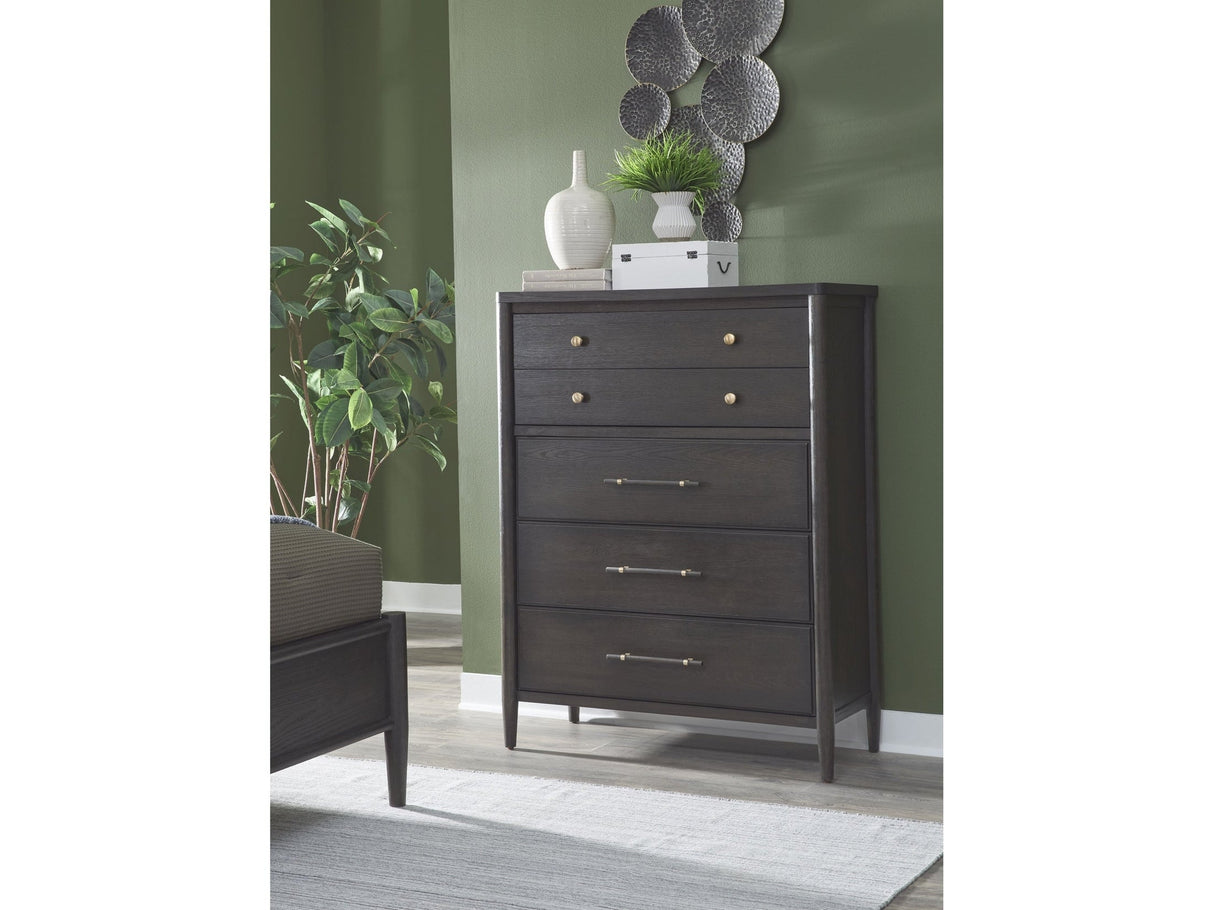 Rockport Five Drawer Oak Wood Chest in Yin by Modus Furniture at Eve Furniture