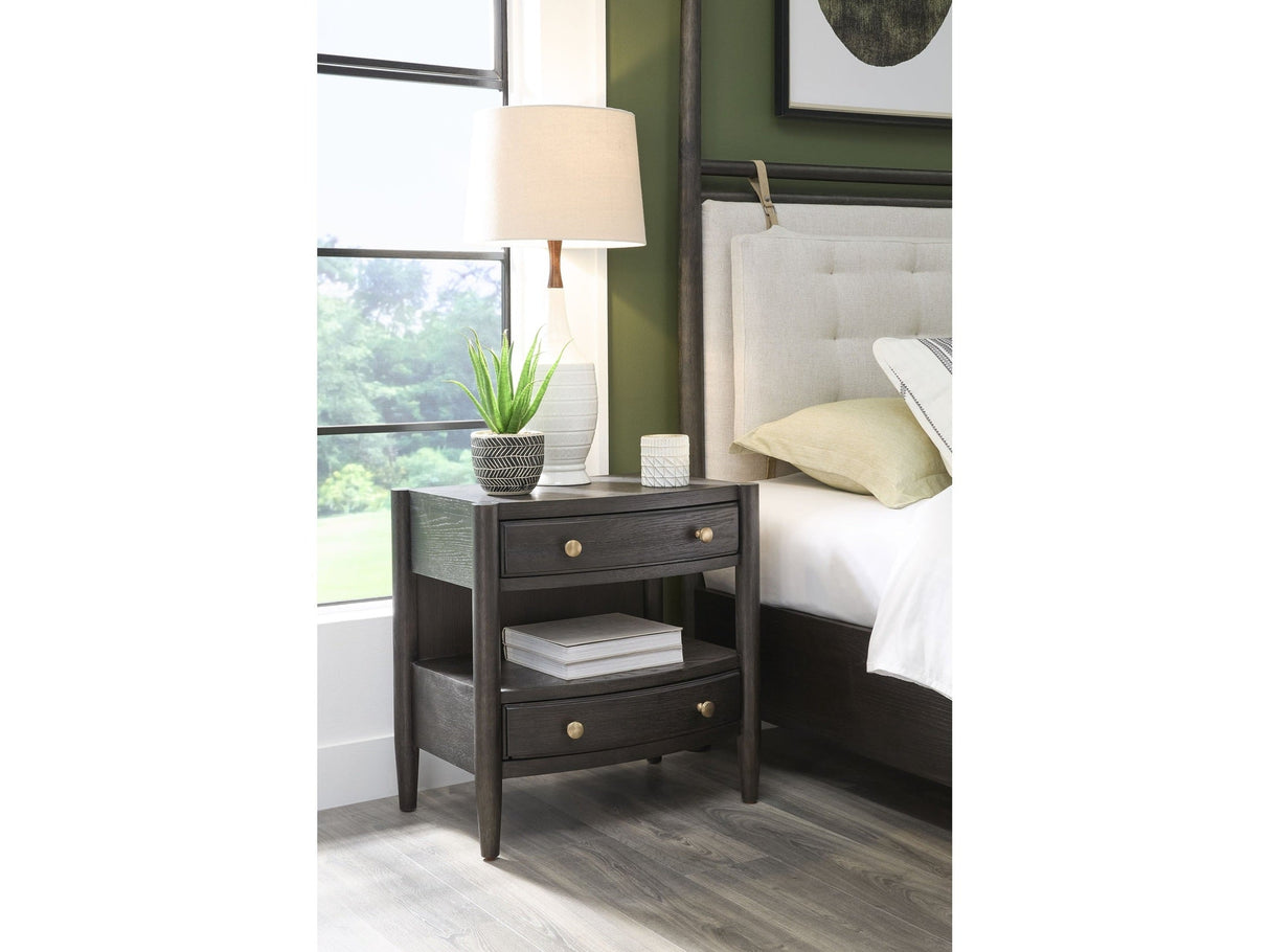 Rockport Two Drawer One Shelf Oak Wood Nightstand in Yin by Modus Furniture at Eve Furniture