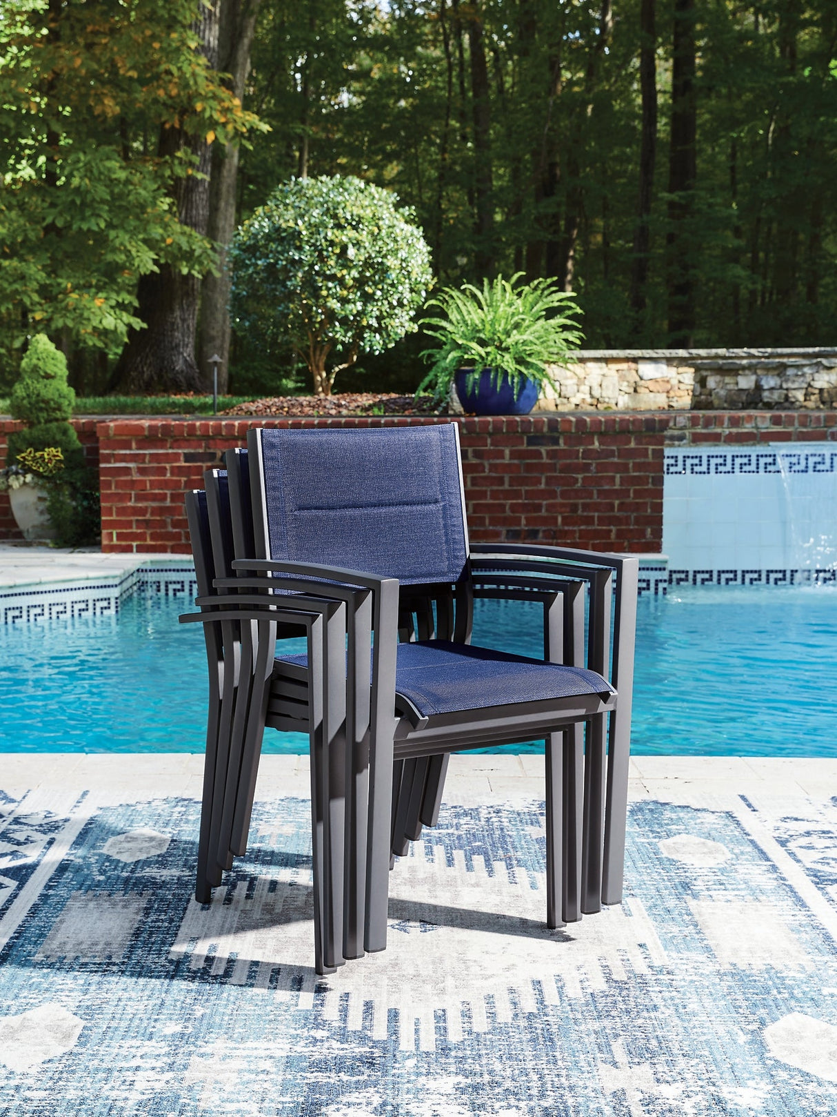 Rocky Creek Blue/Gray Sling Arm Chair Set of 4 by Ashley at Eve Furniture