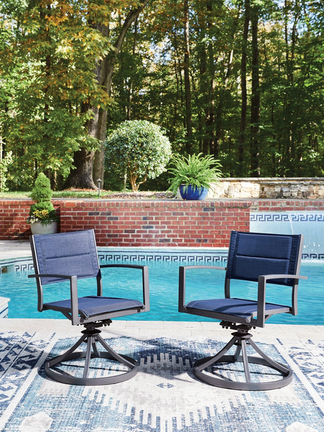 Rocky Creek Blue/Gray Sling Swivel Chair Set of 2 by Ashley at Eve Furniture