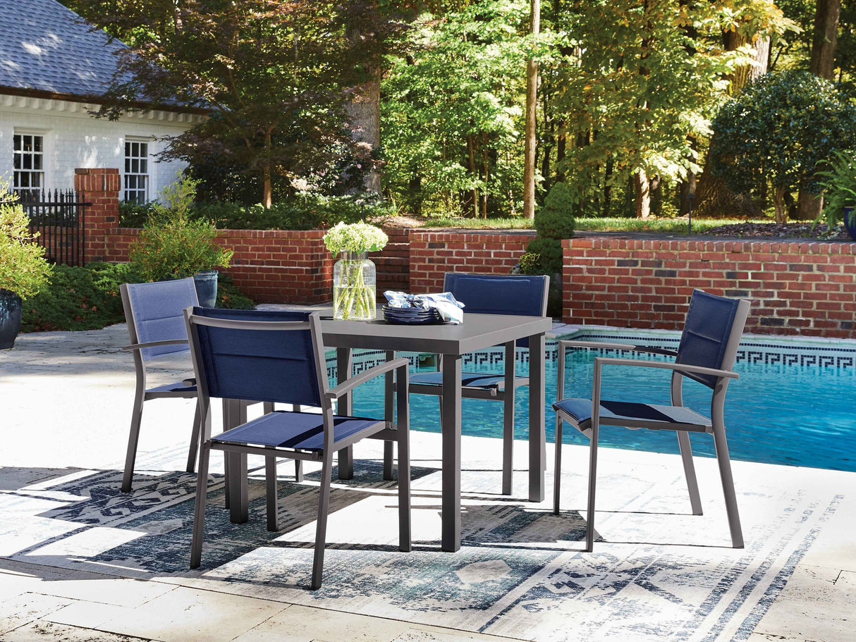 Rocky Creek Gray Outdoor Dining Table and 4 Chairs by Ashley at Eve Furniture