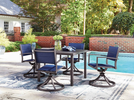 Rocky Creek Gray Outdoor Dining Table and 4 Chairs by Ashley at Eve Furniture