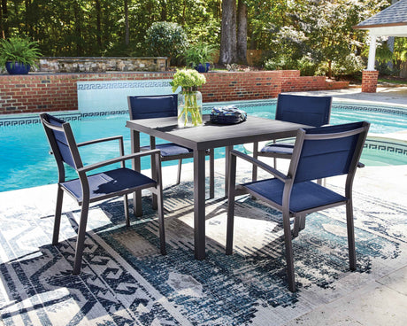 Rocky Creek Gray Outdoor Dining Table and 4 Chairs by Ashley at Eve Furniture