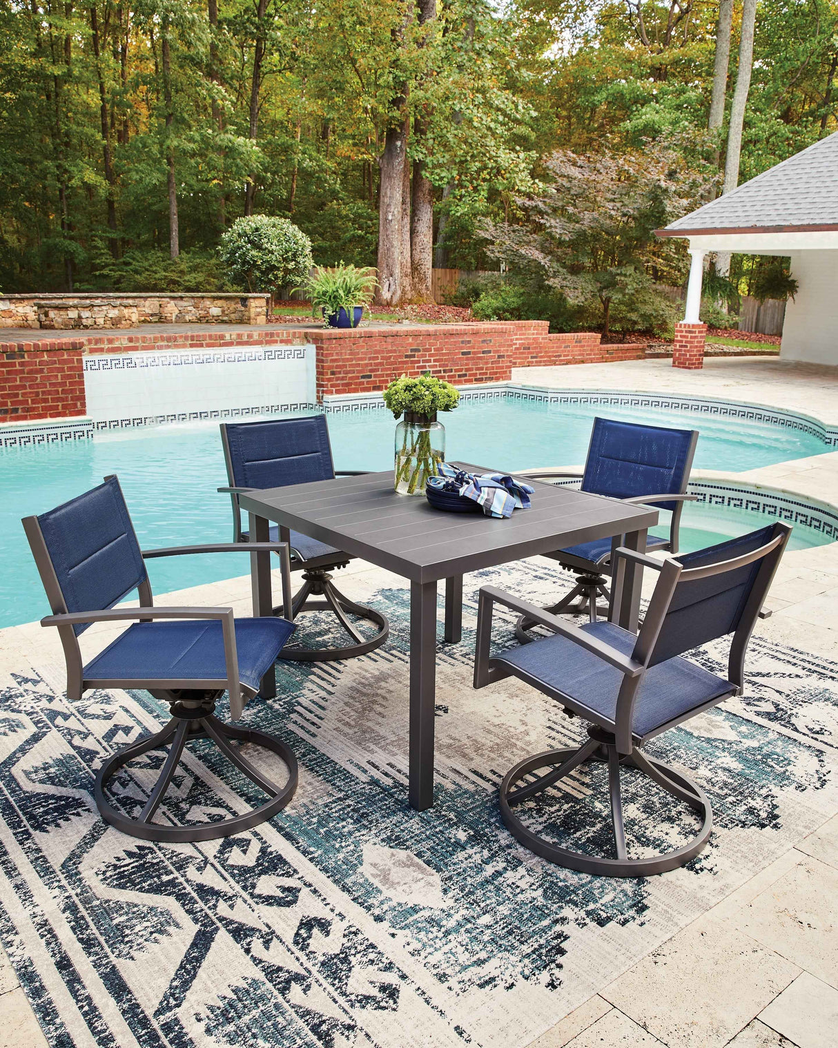 Rocky Creek Gray Outdoor Dining Table and 4 Chairs by Ashley at Eve Furniture