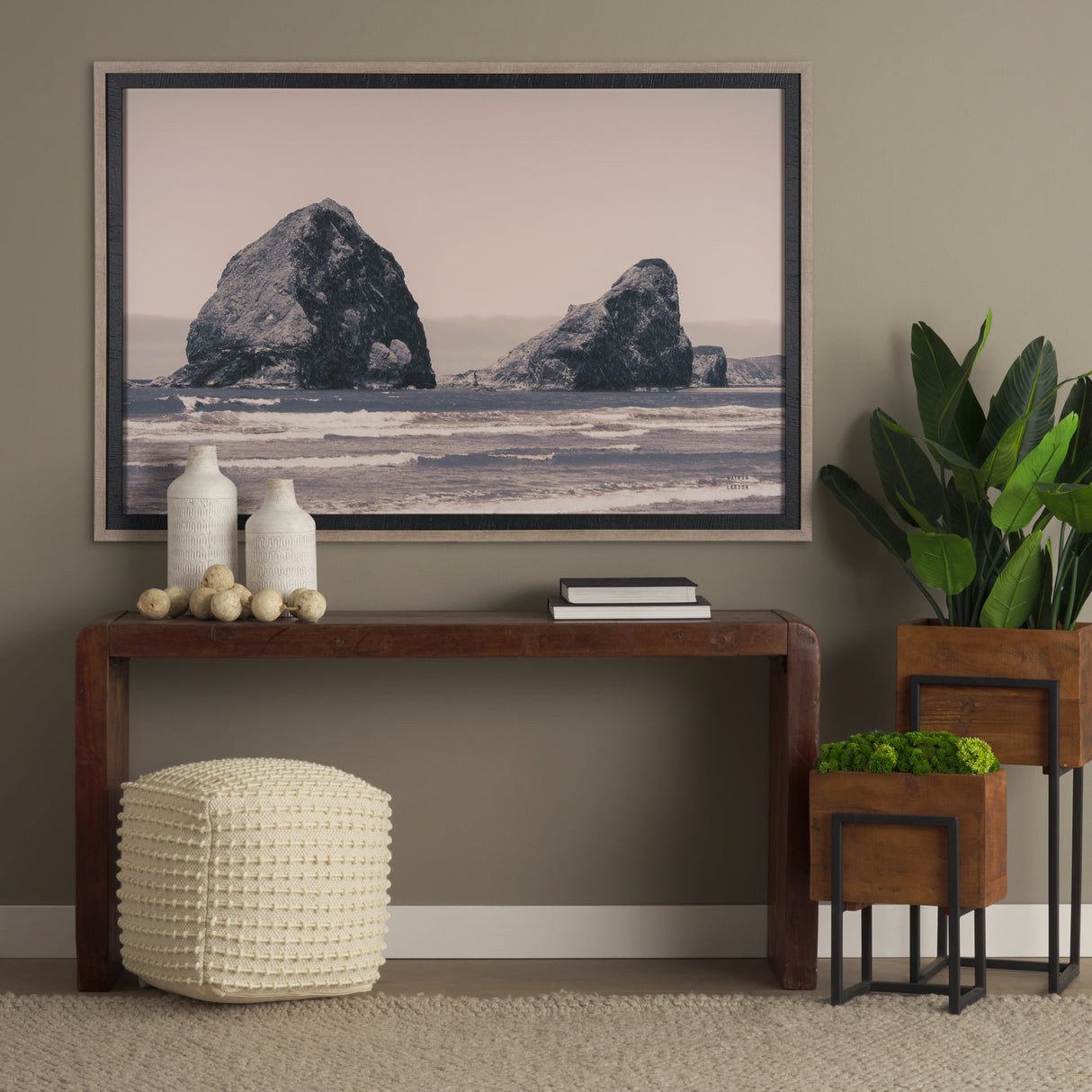 Rocky Shores by Nathan Larson a Hand Embellished Framed Photo Art Print Matted under Glass by Mercana at Eve Furniture
