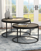 Rodrigo 2-Piece Round Nesting Tables Weathered Elm