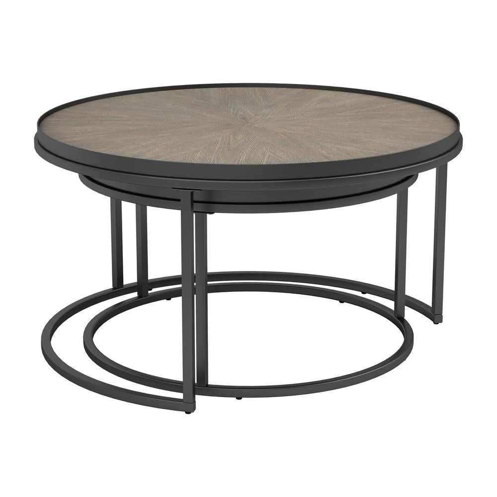 Rodrigo 2-Piece Round Nesting Tables Weathered Elm