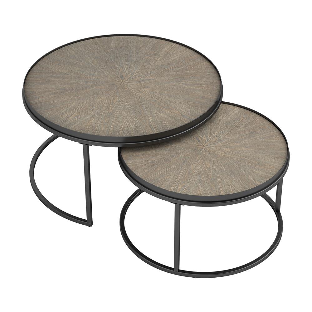 Rodrigo 2-Piece Round Nesting Tables Weathered Elm