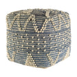 Rofi Blue Denim and Cream Cotton Stitched Square Pouf by Mercana at Eve Furniture