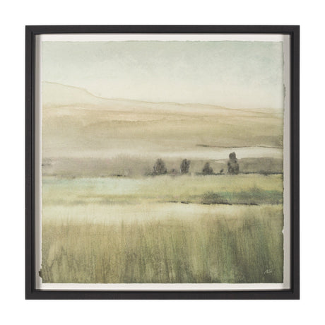 Rolling Fields I Hand Embellished Black Framed Watercolor Art Print on Paper Mounted with Backing by Mercana at Eve Furniture