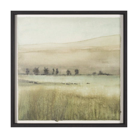 Rolling Fields II Hand Embellished Black Framed Watercolor Art Print on Paper Mounted with Backing by Mercana at Eve Furniture