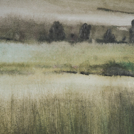 Rolling Fields II Hand Embellished Brown Framed Watercolor Art Print on Paper Mounted with Backing by Mercana at Eve Furniture