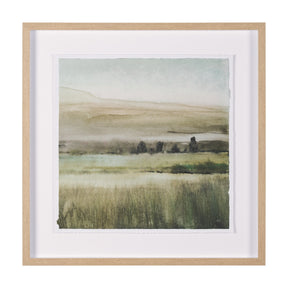 Rolling Fields II Hand Embellished Brown Framed Watercolor Art Print on Paper Mounted with Backing by Mercana at Eve Furniture