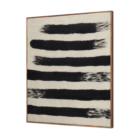 Rollins Large Cream w/ Black Stripes Wool Framed Art by Mercana at Eve Furniture