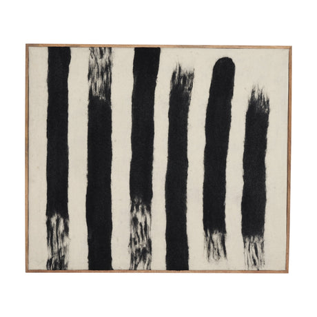 Rollins Large Cream w/ Black Stripes Wool Framed Art by Mercana at Eve Furniture