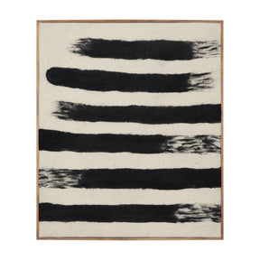 Rollins Large Cream w/ Black Stripes Wool Framed Art by Mercana at Eve Furniture
