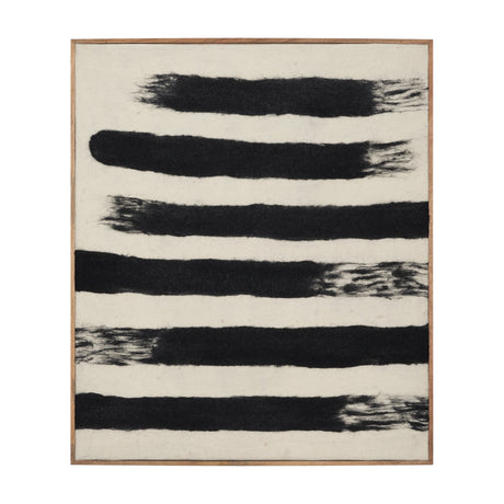 Rollins Large Cream w/ Black Stripes Wool Framed Art by Mercana at Eve Furniture