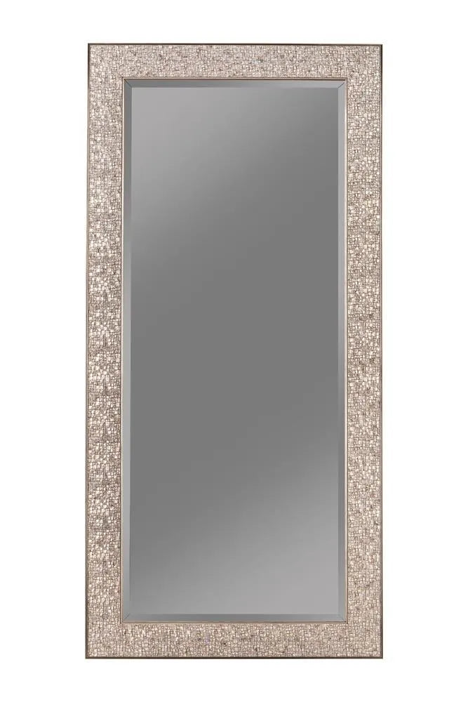 Rollins Silver Sparkle Rectangular Floor Mirror by Coaster at Eve Furniture