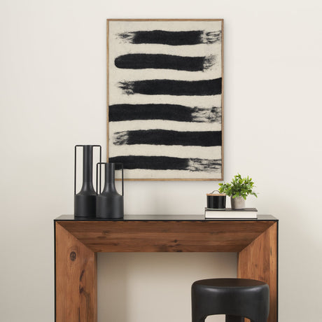 Rollins Small Cream w/ Black Stripes Wool Framed Art by Mercana at Eve Furniture