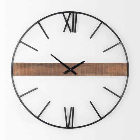 Roman Round Oversize Industrial Wall Clock by Mercana at Eve Furniture