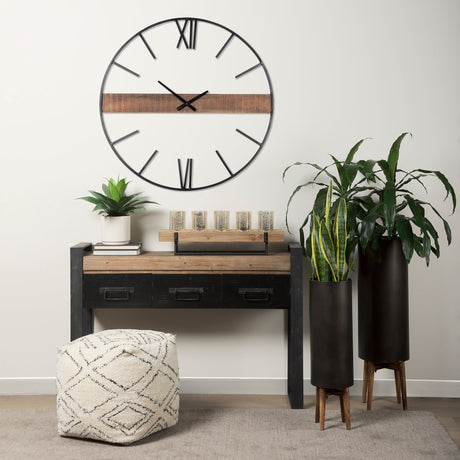 Roman Round Oversize Industrial Wall Clock by Mercana at Eve Furniture