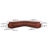 Roman Rust L Shaped Sectional by Moe's Home at Eve Furniture